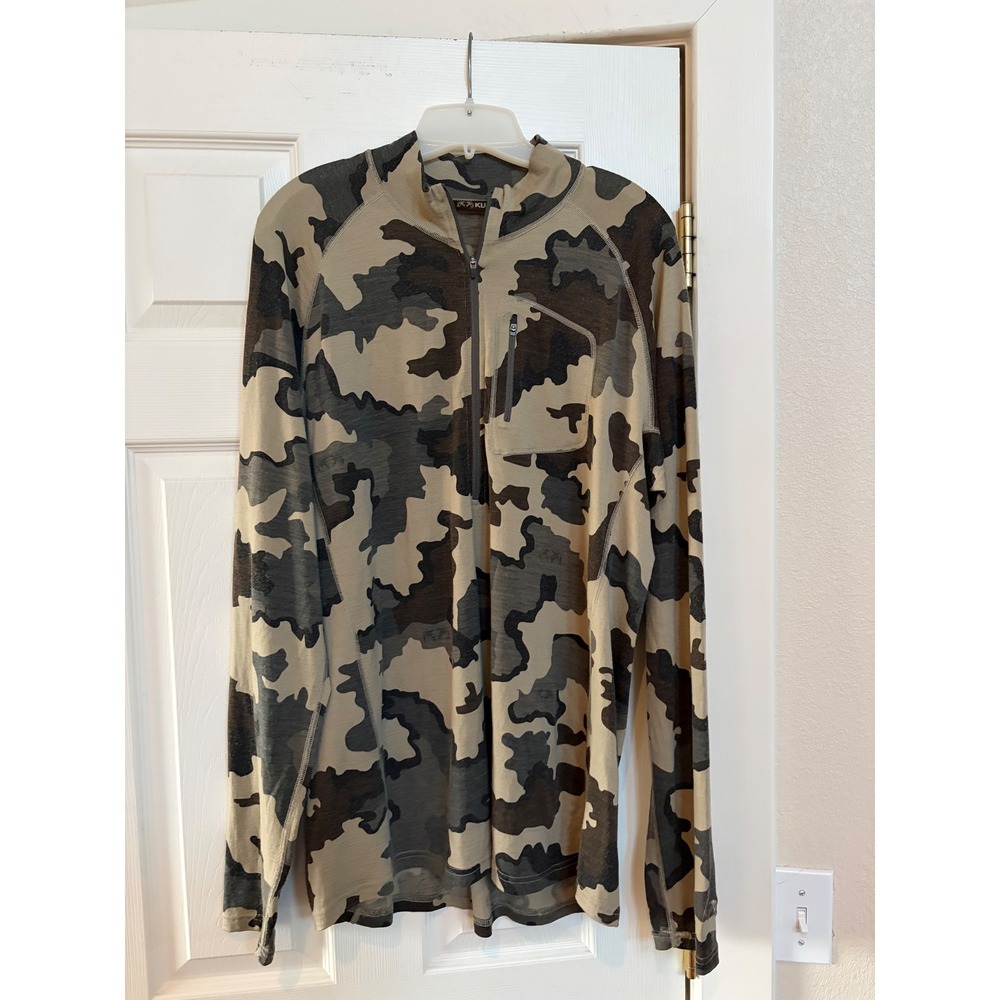 Kuiu 1/2 zip long sleeve pullover hunting shirt Vias camouflage men's xl